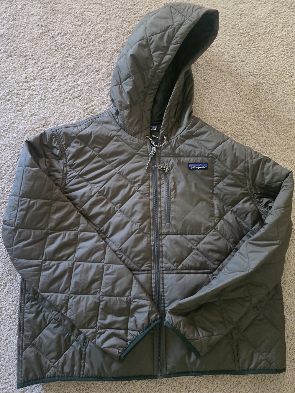 Patagonia Quilted Hooded Puffer Jacket - Olive